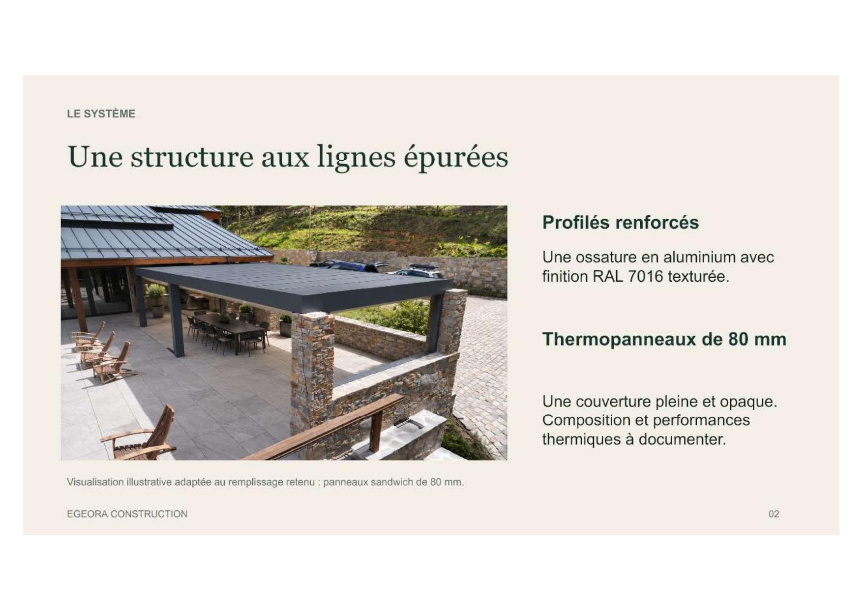 Illustration de couverture de terrasse en aluminium avec panneaux de toiture